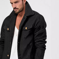 Mens Trendy Wool Coat With A Single-breasted, Solid-color Design