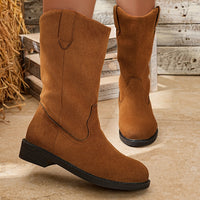 Women's Oversized Thick Heeled Velvet Fashion Boots