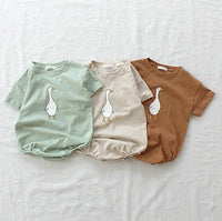 T-shirt Simple Cartoon Goose-son Conjoined Garment