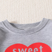 Letter Love Sweater Velvet Flared Pants Girls Two-piece Set