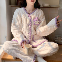 Winter Thickened Plus Size Keep Warm Coral Velvet Pajamas Women