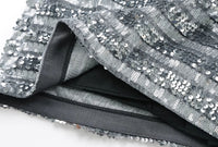 American Design Temperament Hot Girl High Waist Silver Paillette A- Line Skirt