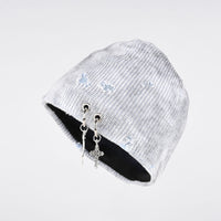 Womens Retro American Post-Apocalyptic Ripped Decorative Beanie