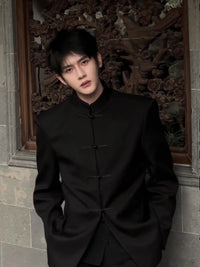 Stylish Edgy Zhongshan Jacket With A Patchwork Design