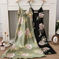 Printed Slip Dress Sleeveless Nightgown Pajamas And Loungewear