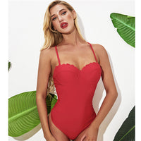 Women's Solid Color Underwire Backless Triangle One-piece Swimsuit