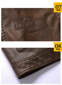 Men's Fashionable Removable Hooded Leather Jacket