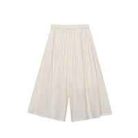 Elastic High-Waist Casual Cropped Wide-Leg Pants For Women
