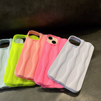 Macaron Pure Color All-matching Three-dimensional Corrugated Phone Case