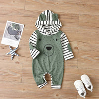 Children's Boy's Romper Long-sleeved Polka Dot Hooded Long Climbing Jumpsuit