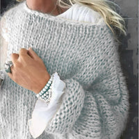 Womens Fashionable Loose Casual Knitted Sweater