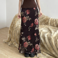Women's Soft Printed Mesh Midi Skirt
