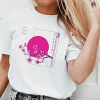 Men's And Women's Personality Plum Printing T-shirt