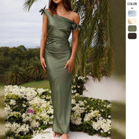 Off-the-shoulder Halter-neck Stretchy Form-fitting Bodycon Dress With Tie Details