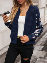 Women's Long Sleeve Printed Casual Patchwork Coat Jacket