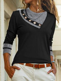 Autumn And Winter Solid Color With Lapel Short Long Sleeve Casual Top