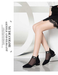 Rhinestone Sandals For Women Spring And Summer New Rhinestone Net Boots Hollow-out Flat Heel Flat Chunky Heel Frosted Closed Toe Sandal Boots