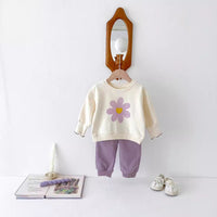 Infant Two-piece Set Cute Flower Sweatshirt And Sweatpants Baby Girl Suit