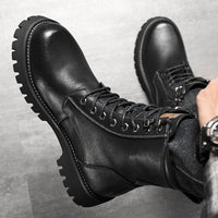 Worker Boot High Top British Style Thick Bottom Fleece-lined