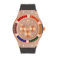 Rainbow Square Diamond Silicone Tape Waterproof Men's Watch