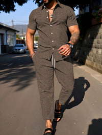 Short-sleeve Shirt And Trousers Casual Summer Set
