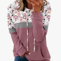 New Women's Casual Color-block Striped Hooded Sweatshirt
