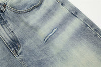 Men's Worn Washed Trousers Make Old Ripped Jeans