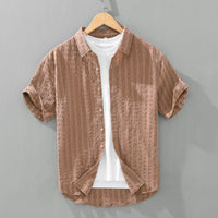Seersucker Men's Casual Short-sleeved Shirt