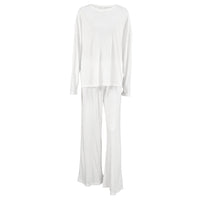 Womens Knitted Stretch Pajamas Loose Comfortable And Casuallong Sleeve Top And Long Pants For Lounging At Home