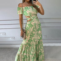 European And American-style Slim-fit Elegant Printed Dress