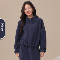 Aoli Velvet Sports Jacket For Women Loose Lapel Yoga