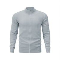 Stand Collar Casual Sports Sweater Solid Color Zipper Sweater