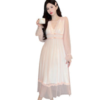 Cute Princess-Style Nightgown For Women Fairy-Like Pajamas With Built-In Bra Pads Cozy Loungewear