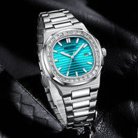 Men's Fashion Diamond Luminous Quartz Watch Waterproof Steel Belt