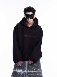 Niche Hollow Out Knitmesh Hooded Fleece Lined Sweater
