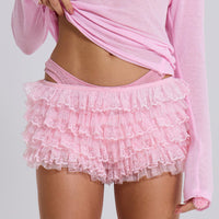 Flounced Wave Solid Color Lolita Low Waisted Shorts