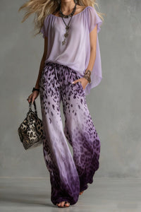 Slimming Wide-leg Straight-leg Casual Pants And Chiffon Top Set
