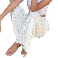 Embroidered Casual Elastic-waist Trousers Versatile And Easy To Style
