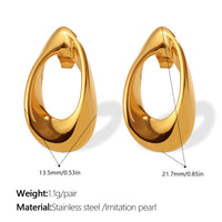 Fashionable High-end Design Irregular U-shaped Earrings, Stainless Steel With 18K Gold Plating, Hollow Earrings For Women.