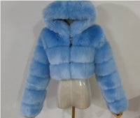 Short Hood Fox Fur Women's Long Sleeve Stitching Coat
