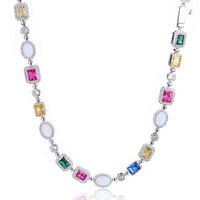 Hip-hop Colorful Gemstone Necklace With Zircon Accents