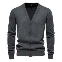 Men's Cardigan Sweater High Quality Business Pure Color Knitwear