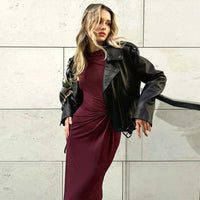 Womens Fashionable Defined-Waist Pleated Dress