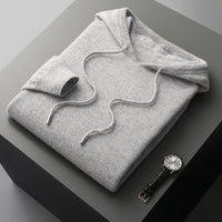 Seamless Hoodie Pure Wool Men's Knitted Pants With Drawstring Two-piece Set