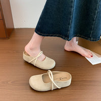 MuLler Sandals, Casual One Foot Kick, Dou Dou, Boken Shoes, Toe Caps, Half Slippers