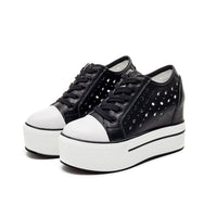 Increased 9cm Platform Shoes Thick-soled Hollow Lace-up Casual Shoes
