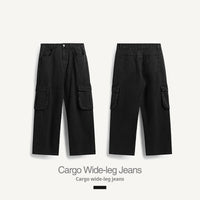Street Straight Loose Men's Clothing Wash Tooling Wide Leg Jeans