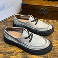 Round Head Genuine Leather Platform Men's Slip-on Leather Shoes