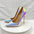 New Laser White Snakeskin High Heels 12CM Pointed Stiletto Heel