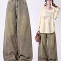 Retro Washed Denim Jeans Fleece Lining Autumn And Winter